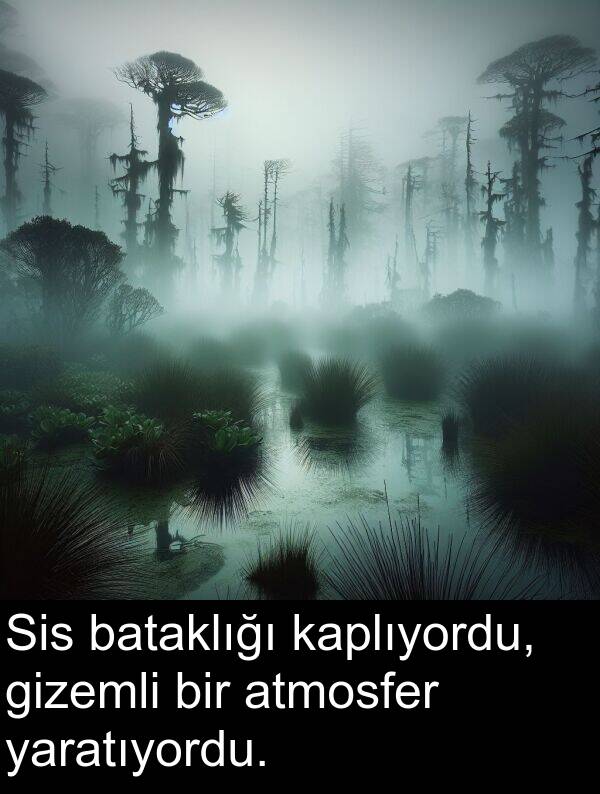 atmosfer: Sis bataklığı kaplıyordu, gizemli bir atmosfer yaratıyordu.