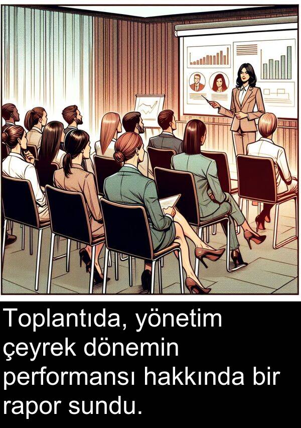 hakkında: Toplantıda, yönetim çeyrek dönemin performansı hakkında bir rapor sundu.