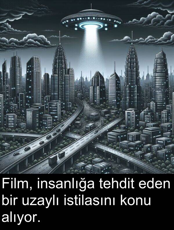 insanlığa: Film, insanlığa tehdit eden bir uzaylı istilasını konu alıyor.