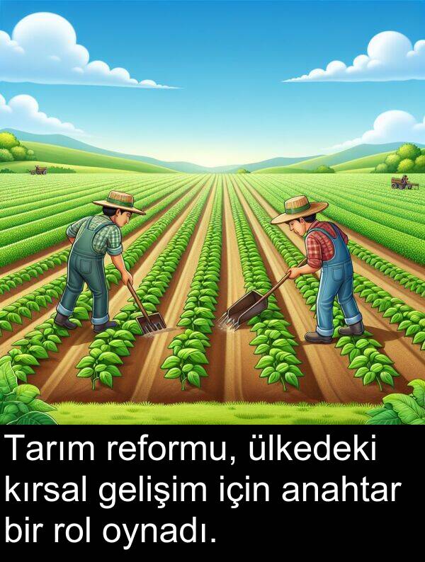gelişim: Tarım reformu, ülkedeki kırsal gelişim için anahtar bir rol oynadı.