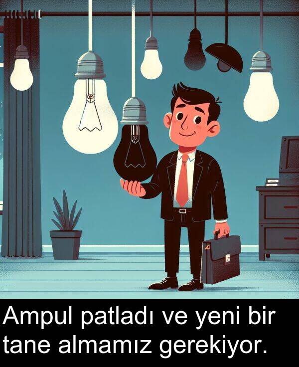 gerekiyor: Ampul patladı ve yeni bir tane almamız gerekiyor.