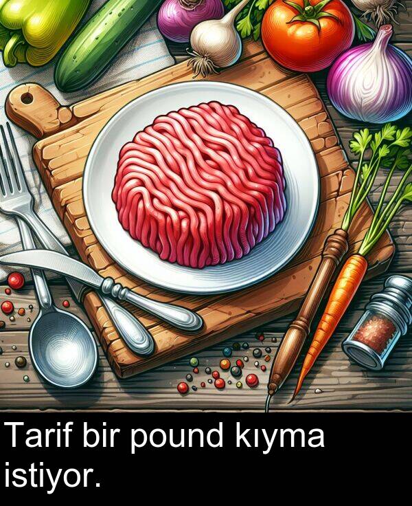 istiyor: Tarif bir pound kıyma istiyor.