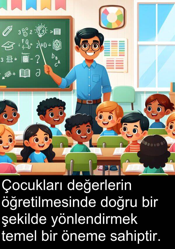 sahiptir: Çocukları değerlerin öğretilmesinde doğru bir şekilde yönlendirmek temel bir öneme sahiptir.