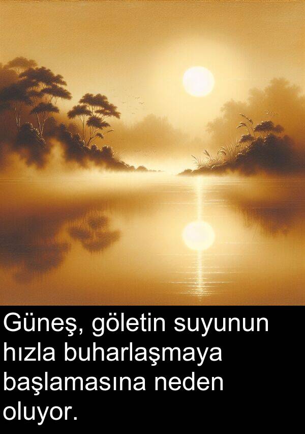 neden: Güneş, göletin suyunun hızla buharlaşmaya başlamasına neden oluyor.