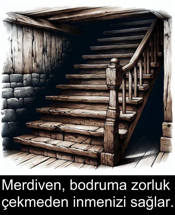 sağlar: Merdiven, bodruma zorluk çekmeden inmenizi sağlar.