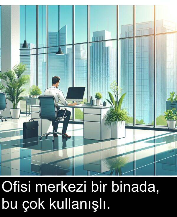 binada: Ofisi merkezi bir binada, bu çok kullanışlı.
