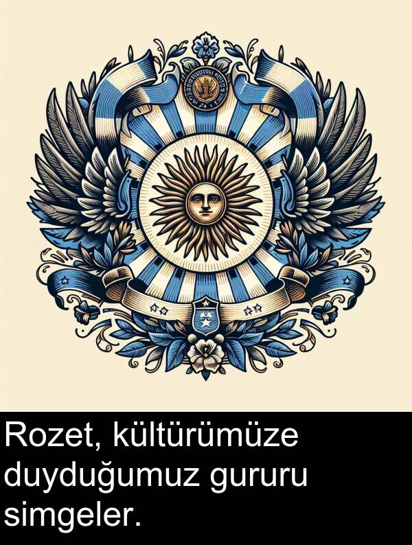 gururu: Rozet, kültürümüze duyduğumuz gururu simgeler.