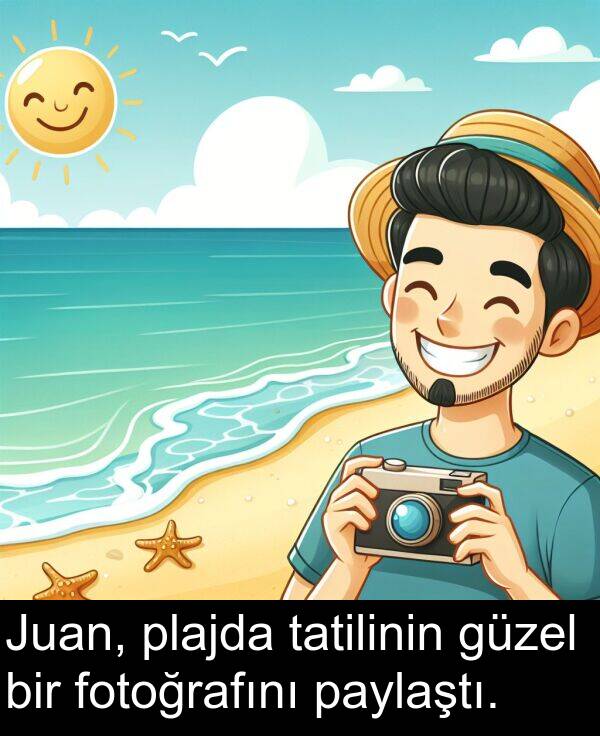 fotoğrafını: Juan, plajda tatilinin güzel bir fotoğrafını paylaştı.