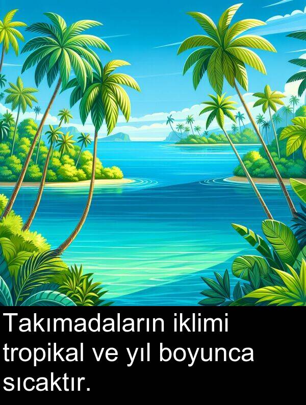sıcaktır: Takımadaların iklimi tropikal ve yıl boyunca sıcaktır.