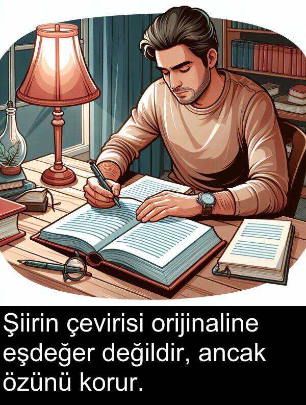 çevirisi: Şiirin çevirisi orijinaline eşdeğer değildir, ancak özünü korur.