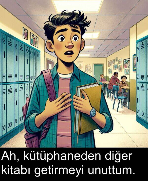 unuttum: Ah, kütüphaneden diğer kitabı getirmeyi unuttum.