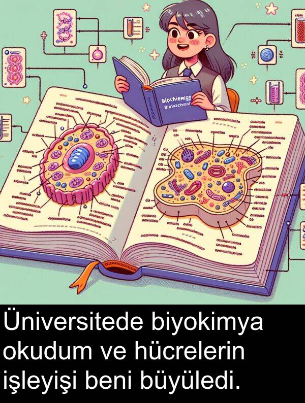 hücrelerin: Üniversitede biyokimya okudum ve hücrelerin işleyişi beni büyüledi.
