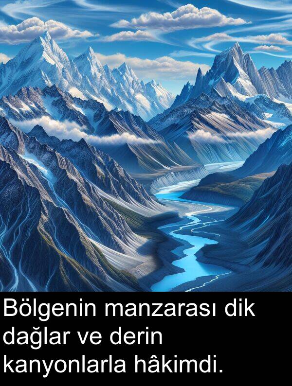 kanyonlarla: Bölgenin manzarası dik dağlar ve derin kanyonlarla hâkimdi.