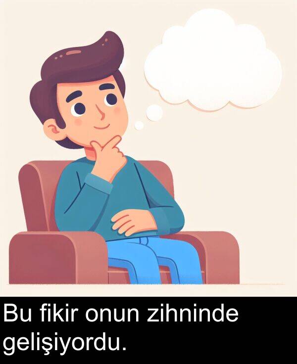 fikir: Bu fikir onun zihninde gelişiyordu.