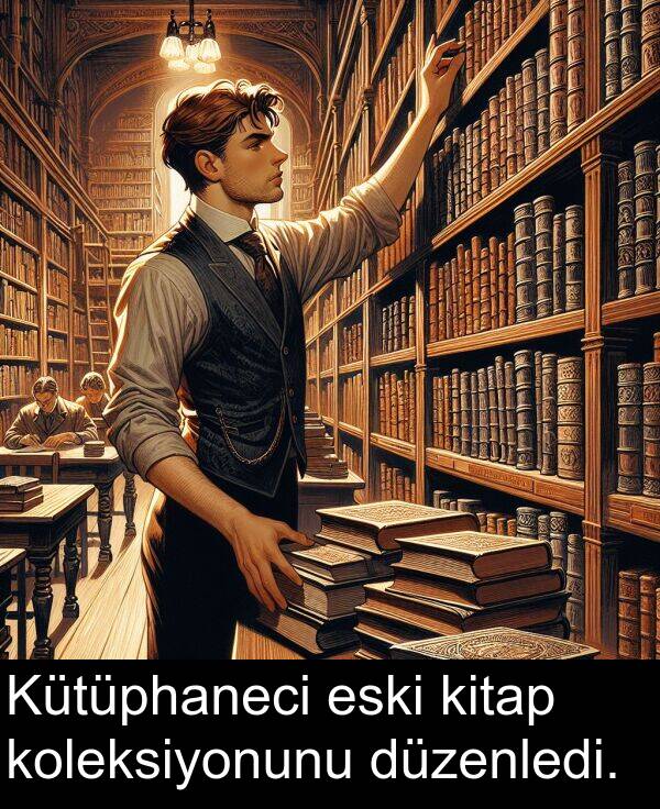 eski: Kütüphaneci eski kitap koleksiyonunu düzenledi.
