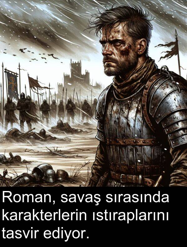 savaş: Roman, savaş sırasında karakterlerin ıstıraplarını tasvir ediyor.