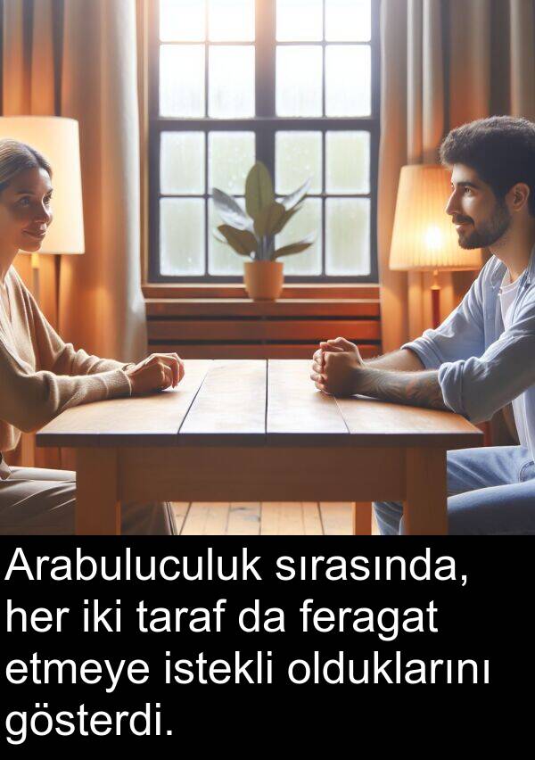 feragat: Arabuluculuk sırasında, her iki taraf da feragat etmeye istekli olduklarını gösterdi.