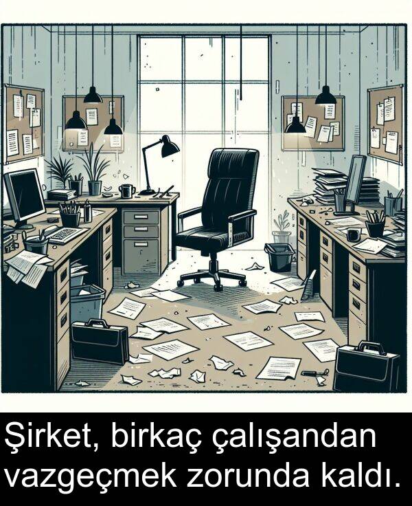 vazgeçmek: Şirket, birkaç çalışandan vazgeçmek zorunda kaldı.
