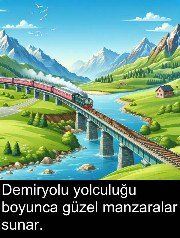 güzel: Demiryolu yolculuğu boyunca güzel manzaralar sunar.
