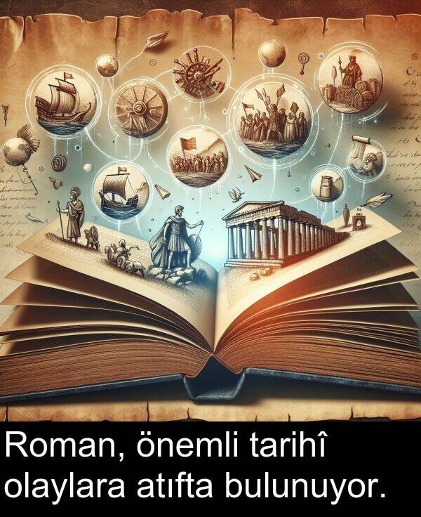 bulunuyor: Roman, önemli tarihî olaylara atıfta bulunuyor.