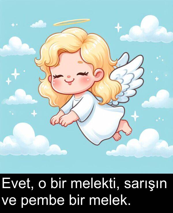 sarışın: Evet, o bir melekti, sarışın ve pembe bir melek.