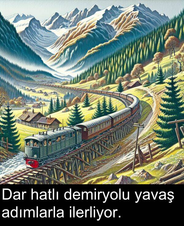adımlarla: Dar hatlı demiryolu yavaş adımlarla ilerliyor.