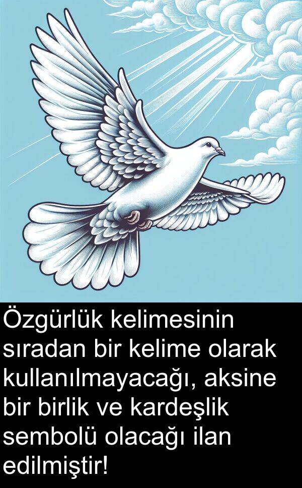 aksine: Özgürlük kelimesinin sıradan bir kelime olarak kullanılmayacağı, aksine bir birlik ve kardeşlik sembolü olacağı ilan edilmiştir!