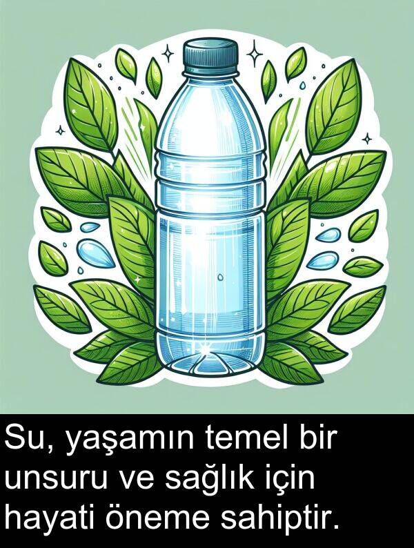 sağlık: Su, yaşamın temel bir unsuru ve sağlık için hayati öneme sahiptir.