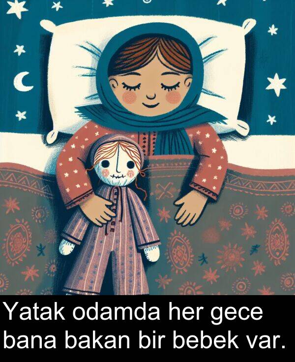 gece: Yatak odamda her gece bana bakan bir bebek var.