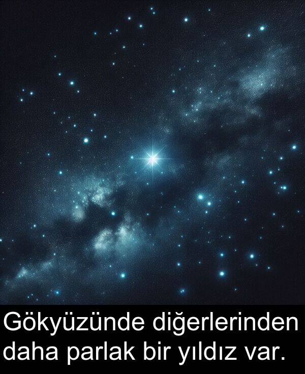 parlak: Gökyüzünde diğerlerinden daha parlak bir yıldız var.