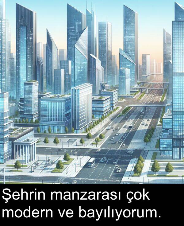 bayılıyorum: Şehrin manzarası çok modern ve bayılıyorum.