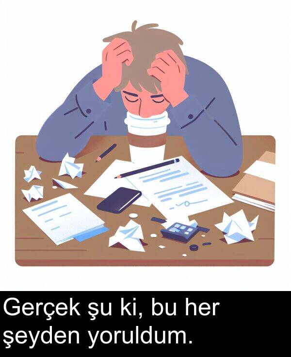 ki: Gerçek şu ki, bu her şeyden yoruldum.