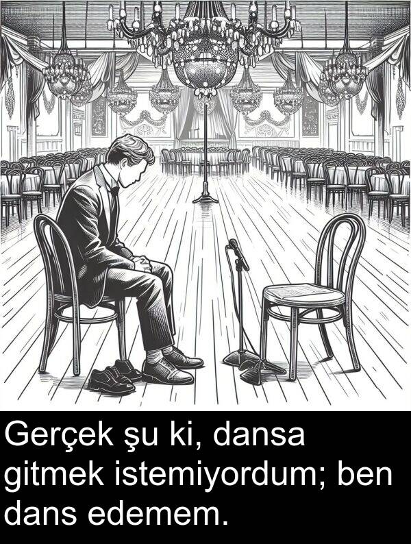 ki: Gerçek şu ki, dansa gitmek istemiyordum; ben dans edemem.