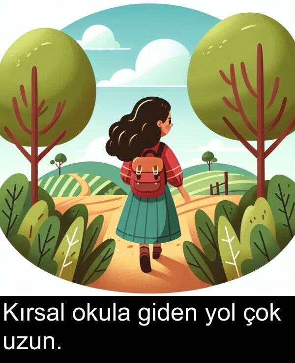 giden: Kırsal okula giden yol çok uzun.