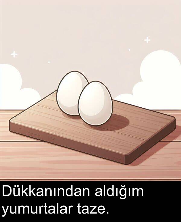 taze: Dükkanından aldığım yumurtalar taze.