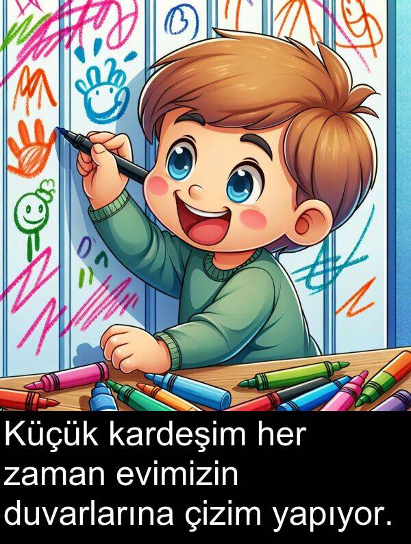 kardeşim: Küçük kardeşim her zaman evimizin duvarlarına çizim yapıyor.