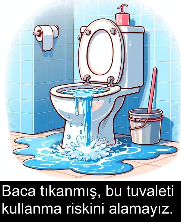 alamayız: Baca tıkanmış, bu tuvaleti kullanma riskini alamayız.