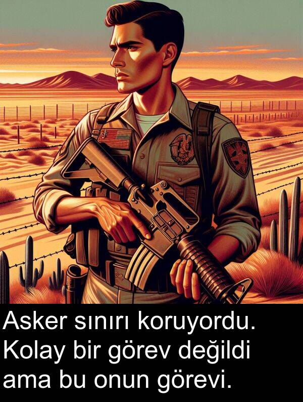 sınırı: Asker sınırı koruyordu. Kolay bir görev değildi ama bu onun görevi.