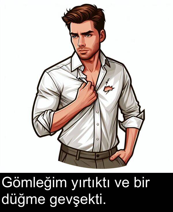 düğme: Gömleğim yırtıktı ve bir düğme gevşekti.