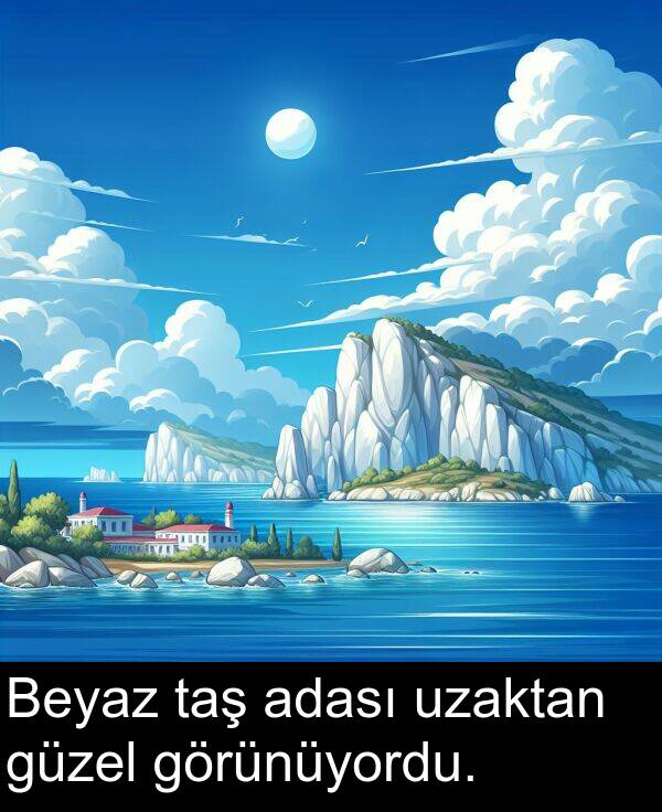 adası: Beyaz taş adası uzaktan güzel görünüyordu.
