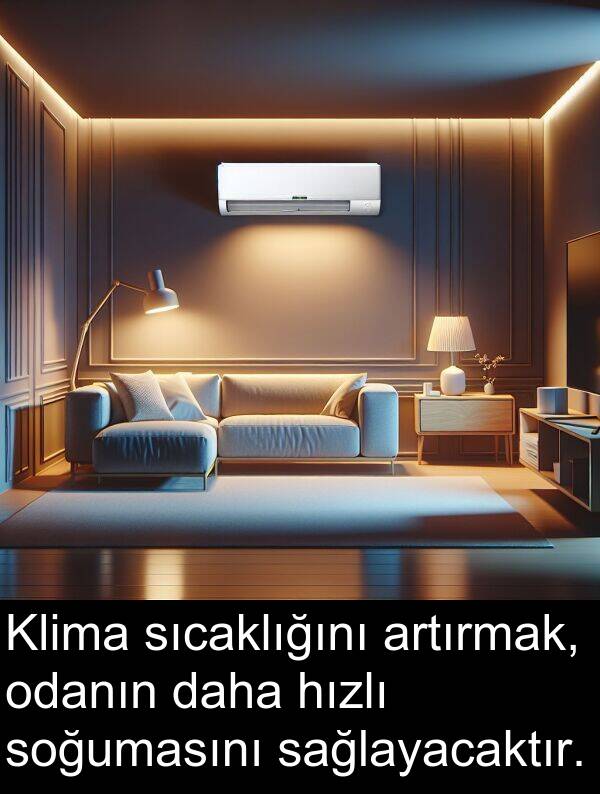 sağlayacaktır: Klima sıcaklığını artırmak, odanın daha hızlı soğumasını sağlayacaktır.