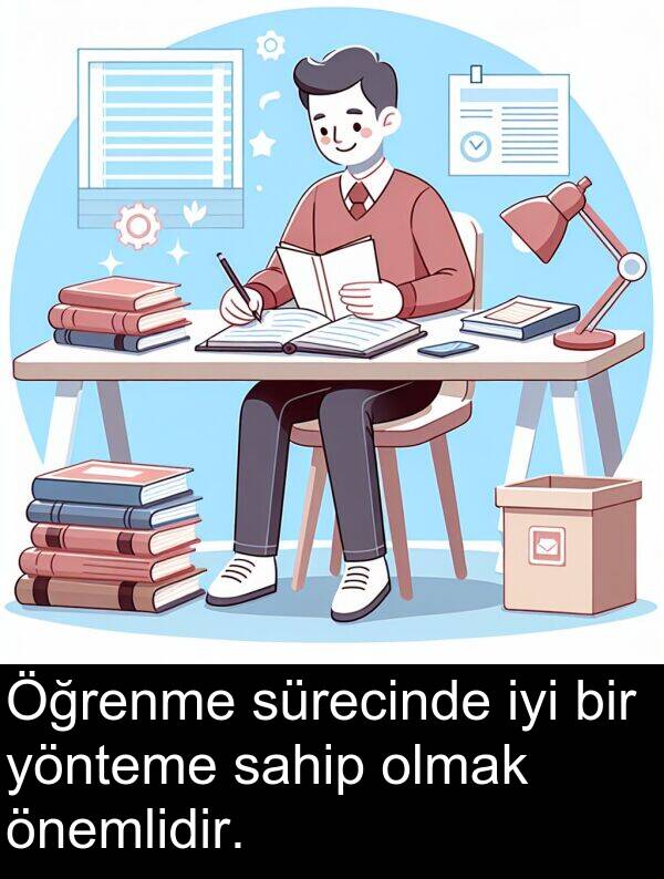 sahip: Öğrenme sürecinde iyi bir yönteme sahip olmak önemlidir.