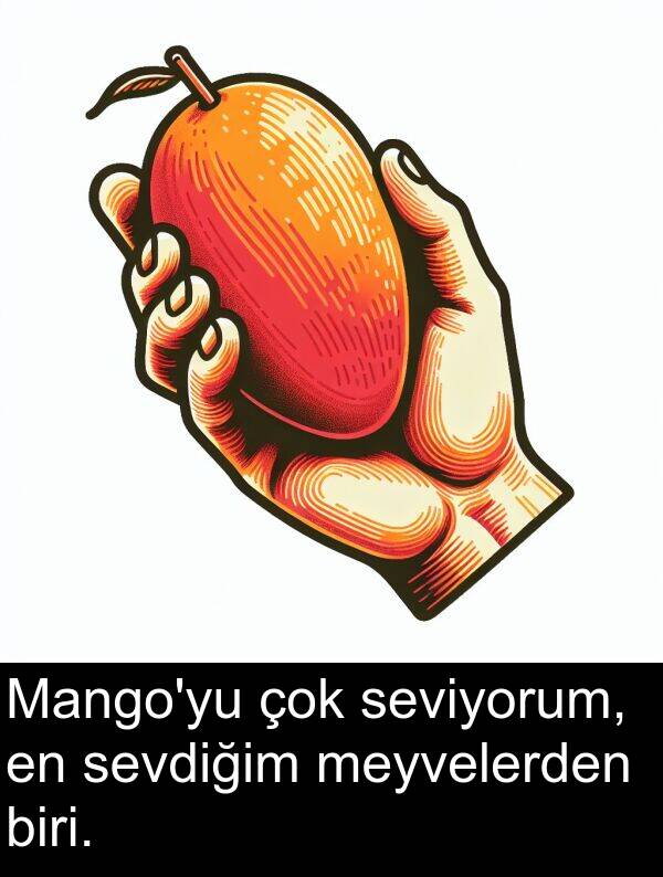 seviyorum: Mango'yu çok seviyorum, en sevdiğim meyvelerden biri.