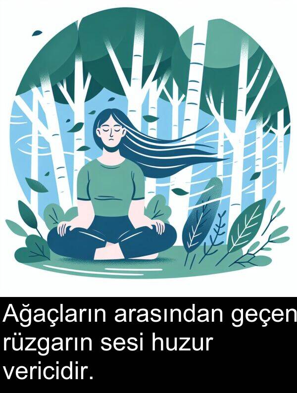 vericidir: Ağaçların arasından geçen rüzgarın sesi huzur vericidir.