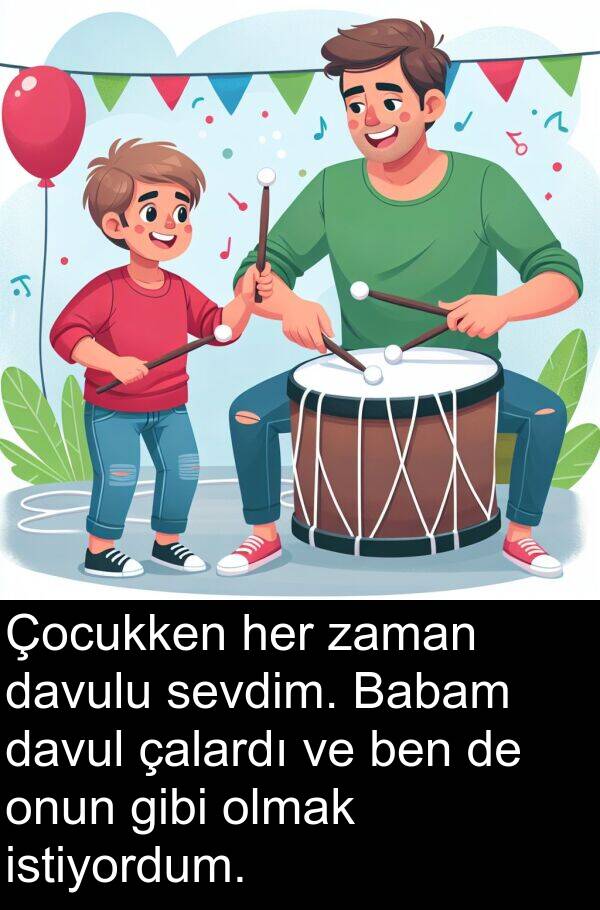 çalardı: Çocukken her zaman davulu sevdim. Babam davul çalardı ve ben de onun gibi olmak istiyordum.