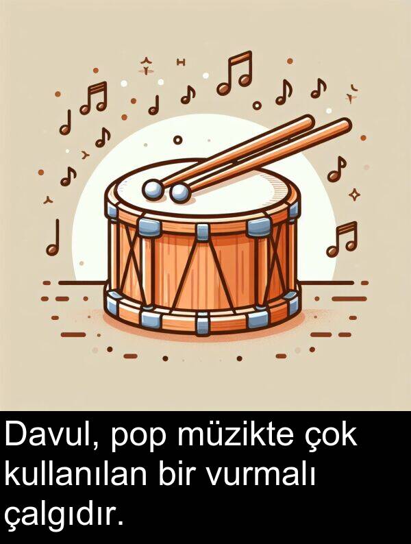 vurmalı: Davul, pop müzikte çok kullanılan bir vurmalı çalgıdır.