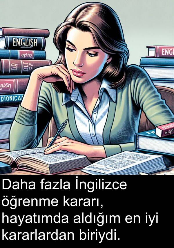fazla: Daha fazla İngilizce öğrenme kararı, hayatımda aldığım en iyi kararlardan biriydi.
