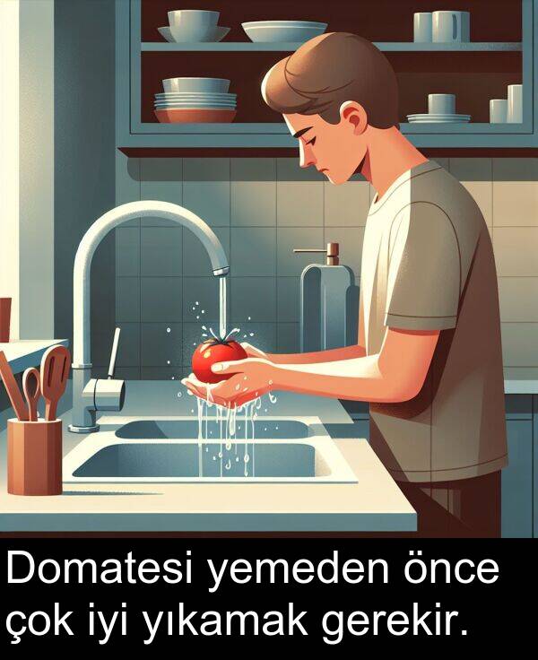 iyi: Domatesi yemeden önce çok iyi yıkamak gerekir.
