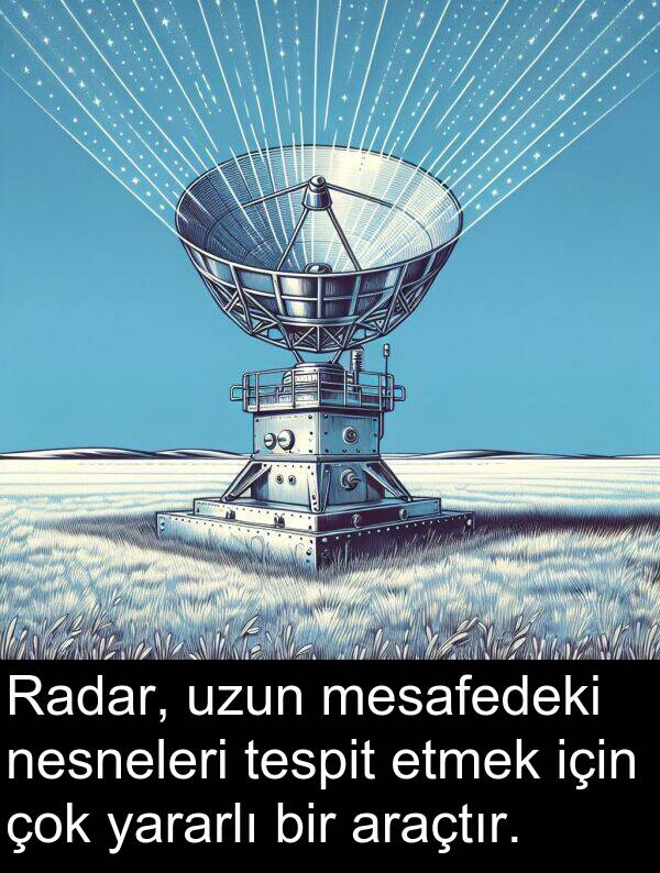 nesneleri: Radar, uzun mesafedeki nesneleri tespit etmek için çok yararlı bir araçtır.
