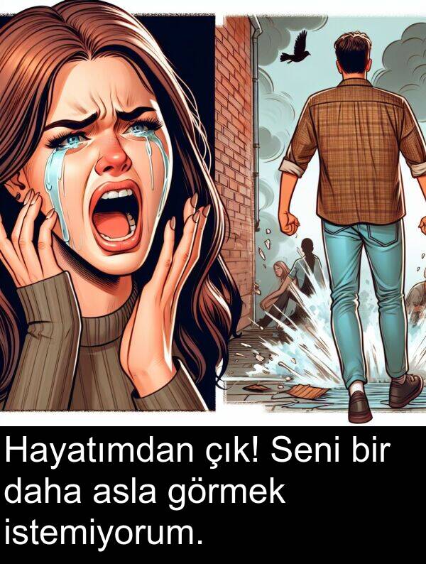 çık: Hayatımdan çık! Seni bir daha asla görmek istemiyorum.